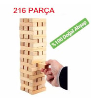 Ahşap Eğitici Oyun 216 Parça Denge Blokları Jenga Kule Oyunu Yapı Oyunu Görsel Algı Zeka Geliştirici