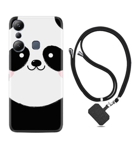 Infınix Hot 20i Kılıf Silikon Boyun Askılı İpli Desenli Silikon Sevimli Panda 1794