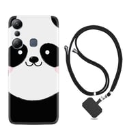 Infınix Hot 20i Kılıf Silikon Boyun Askılı İpli Desenli Silikon Sevimli Panda 1794