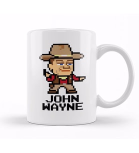 John Wayne Pixel Character Kupa Bardak Porselen