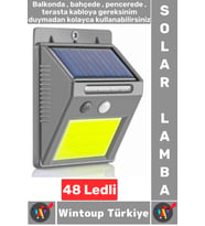 Outdoor Dış Mekan Dekoratif Aydınlatma Güneş Enerjili Hareket Sensörlü 48 Ledli Solar Bahçe Lambası