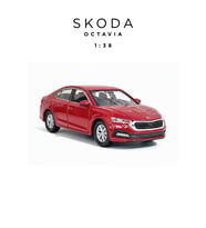 Kırmızı 1:38 Ölçek Die Cast Kapıları Açılır Lisanslı Skoda Octavia Metal Model Araba