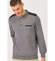 V2501 DEWBERRY DIO RISE POLO YAKA ERKEK SWEATSHIRT-FÜME