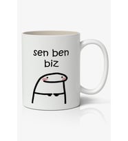 Sen Ben Biz Yazılı Baskılı Kupa Bardak - Baskılı Kahve Kupa Bardak