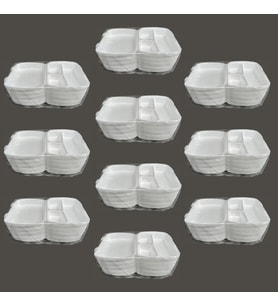 Dağyüce 23/A Tek Kullanımlık Köpük 3 Bölmeli Kapaklı Kase Kutu - 20x24 Cm. - 20 Adetlik 10 Paket