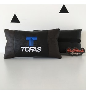 Red Black Garage Tofaş Lüx Deri Oto Koltuk Boyun Yastığı