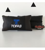 Red Black Garage Tofaş Lüx Deri Oto Koltuk Boyun Yastığı