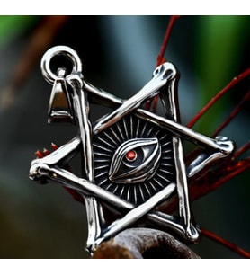 Paslanmaz Çelik Antik Mısır Horus Göz Kolye / illuminate Kolye /RA Kolye (Kırmızı)