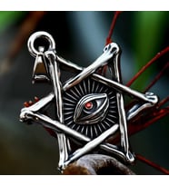 Paslanmaz Çelik Antik Mısır Horus Göz Kolye / illuminate Kolye /RA Kolye (Kırmızı)