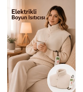 Beylini OMAK 220V Elektrikli Giyilebilir Boyun ve Omuz Isıtıcı 5 Kademe Medikal Minder Ev Ofis Bölgesel Isıtma Şalı Dijital Krem Renk 57x40 CM
