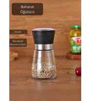 Baharat Öğütücü Kalınlık Ayarlı Karabiber Değirmeni Cam Tuz Değirmeni Seramik Bıçaklı 13 cm