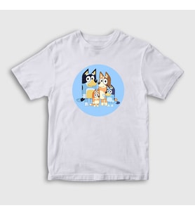 Presmono Unisex Çocuk Beyaz Bluey Ailesi Bandit Chili T-Shirt 450949tt