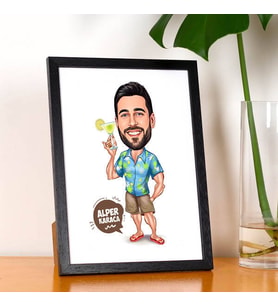 Kişiye Özel Karikatürlü Tatili Çok Severim Resim Çerçevesi