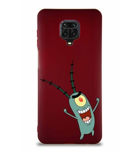 Xiaomi Redmi Note 9S Soft Premier Kapak Plankton Tasarımlı Silikon Kılıf - Mürdüm (Şeffaf)