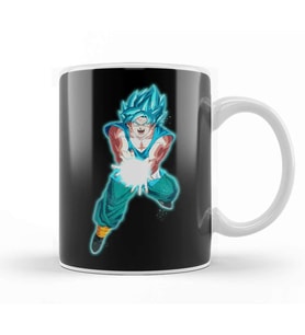 Goku Blue Kamehameha Kupa Bardak Porselen