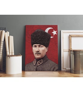 Mustafa Kemal Atatürk Kanvas Tablo 40x55cm Osmanlı Subay Üniforması ile Dekoratif Tablo