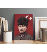 Mustafa Kemal Atatürk Kanvas Tablo 40x55cm Osmanlı Subay Üniforması ile Dekoratif Tablo
