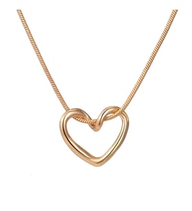 Çelik Minimal Kıvrımlı Kalp Kolye Gold Renk