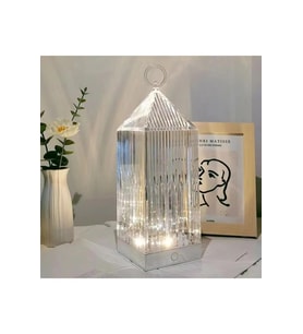 LW-19 Kristal Elmas 16 Renkli Masa Lambası Kumandalı Romantik Akrilik Led Gece Lambası (Gümüş)