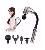 4 Farklı Başlıklı Uzun Saplı Derin Doku Masaj Tabancası, Boyun, Omuz ve Sırt için Ergonomik Saplı Çoklu Masaj Modlu Taşınabilir Masaj Aleti (5343)