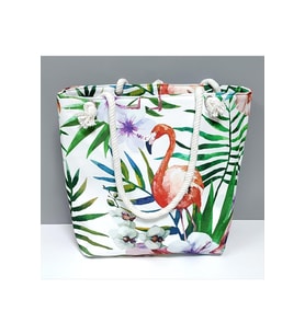 Flamingo Desenli Plaj Çantası