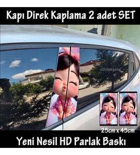 sevimli bebek folyo - 2kapı için 2adet sticker kaplama - tuning modifiye