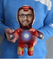 BK Gift Kişiye Özel Fotoğraflı Ironman Tasarımlı Bebek Yastık, Arkadaşa Hediye-1