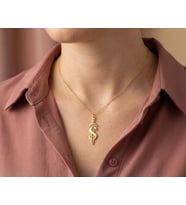 Kişiye Özel 925 Ayar Gümüş Harf Detaylı Kılıç Özel Tasarım Kolye (Gold)