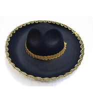 Nessiworld  Altın Renk Şeritli Meksika Mariachi Latin Şapkası 55 cm Çocuk (Krem)