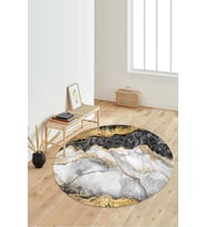 Dijital Baskılı Kaymaz Taban Yıkanabilir Yuvarlak Salon Halısı Koridor Halısı Paspas NDY-HT-316 (Kahverengi)