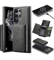 Coverzone iPhone 15 Pro Max ile uyumlu Deri Kılıf Magsafe ile uyumlu Wallet 2 in 1 Çıkarabilir Kart Tutucu Mıktanıslı Stand olabilen Phone case Deri Kapak Wireless Şarj Özellikli Gri