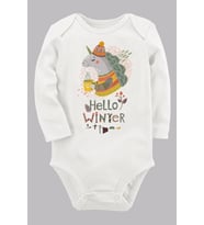 Organik Baskılı Pamuklu Unisex Bebek Body UZUNKOLE34