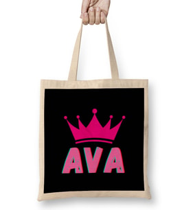 Ava -Name personalized Custom - vintage Retro Rainbow Style Design Gift Baby-Gift For Her Bez Çanta Uzun Saplı