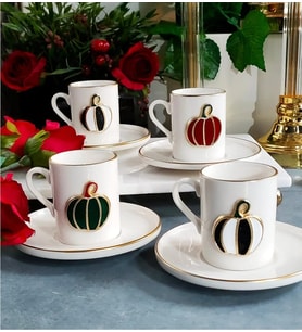 REGNA HOME Fine Living MİX PUMPKİN 8 PARÇA 4 KİŞİLİK KAHVE FİNCAN TAKIMI