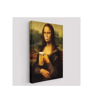Bira İçme Mona Lisa Kanvas Tablo Olağandışı Mona Lisa Kanvas Tablo-5219