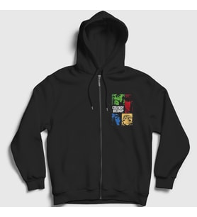 Presmono Unisex Siyah Crew Anime Cowboy Bebop Fermuarlı Kapüşonlu Sweatshirt 489803tt