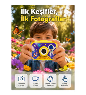 Mini Çocuk Dijital Fotoğraf Makinesi Type-C Şarjlı HD Video Kamera 2.0 İnç