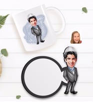 BK Gift Kişiye Özel Erkek Mühendis Karikatürlü Beyaz Kupa ve Ahşap Bardak Altlığı Hediye Seti-1