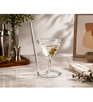 Cam Pipetli Martini Kadehi – Spiral Tabanlı Özgün Eğlenceli Kokteyl Bardağı