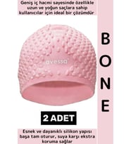 #Bone Esnek Yumuşak Silikon Havuz Deniz Yüzme Kulağa Su Geçirmez Büyük Beden Saç Bonesi 2 Adet