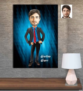 Kişiye Özel Karikatür Baskılı Ahşap Tablo Öğretmen Erkek-6 30x40