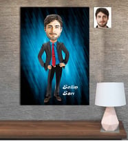 Kişiye Özel Karikatür Baskılı Ahşap Tablo Öğretmen Erkek-6 30x40