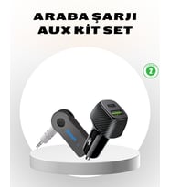 Bluetooth AUX Çevirici ve PD Destekli Araç Şarj Cihazı 2’li Set