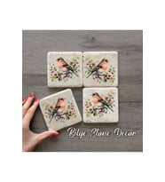 BİLGE tasarım Stone Decor Taş Bardak Altlığı 4'lü Set 10x10x1 Cm desenli