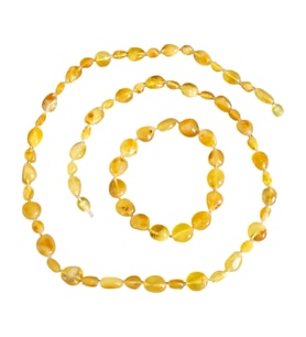 Damla Kehribar Kolye - Bileklik Set Lt1341 (Sarı)