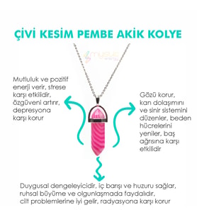 Doğaltaş PEMBE AKİK Pandül Kesim Kadın Erkek (Uniseks) İster Kolye İster Anahtarlık