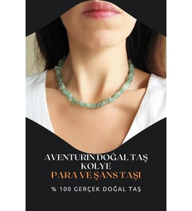 Aventurin Doğal Taş Kolye ( Para , Bolluk Ve Şans ) Aa Kalite 45 Cm