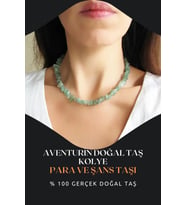Aventurin Doğal Taş Kolye ( Para , Bolluk Ve Şans ) Aa Kalite 45 Cm