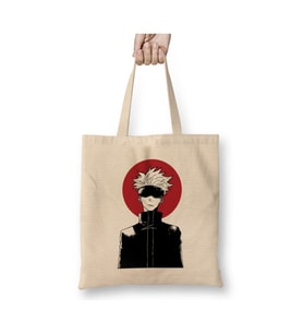 Jujutsu Kaisen Satoru Gojo Beyaz Bez Çanta Uzun Saplı Alışveriş Çantası Plaj Çantası