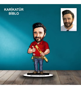 KİŞİYE ÖZEL ERKEK TESİSATÇI TASARIMLI KARİKATÜR BİBLO B41